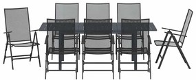 vidaXL Σέτ φαγητού για κήπο 9 pcs Ανθρακί Ατσάλι