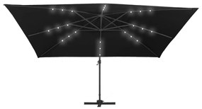 Cantilever Ομπρέλα με LED, κοντάρι αλουμινίου 400x300 cm Μαύρη - Μαύρο