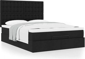 vidaXL Οθωμανικό κρεβάτι με στρώμα Μαύρο 140x200cm Ύφασμα