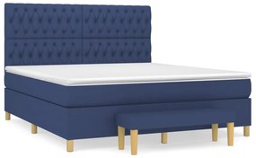 vidaXL Κρεβάτι Boxspring με Στρώμα Μπλε 180x200 εκ. Υφασμάτινο