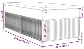 Κρεβάτι Boxspring με Στρώμα Ανοιχτό Γκρι 80x200 εκ. Βελούδινο - Γκρι