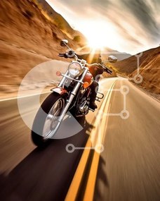 Intra Συλλεκτικό Ξύλινο Παζλ Plywood 4mm - Γραφική βόλτα με μοτοσικλέτα στα βουνά της ερήμου Σε Ξύλινο Κουτί - Διαστάσεις Puzzle: 10x10 cm – 25 κομμάτια