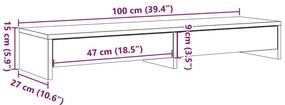 Βάση Οθόνης με Συρτάρια Μαύρη 100x27x15 εκ. από Επεξεργ. Ξύλο - Μαύρο