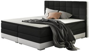 Επενδυμένο κρεβάτι Damascus με στρώμα και ανώστρωμα-Λευκό - Μαύρο-180 x 200