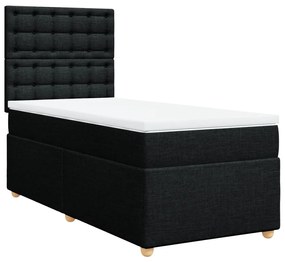 vidaXL Κρεβάτι Boxspring με Στρώμα Μαύρο 100 x 200 εκ. Υφασμάτινο