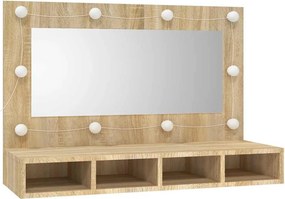 vidaXL Έπιπλο Καθρέπτη με LED Sonoma Δρυς 90x31,5x62 εκ.