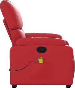 vidaXL Πολυθρόνα Μασάζ Ανακλινόμενη Κόκκινη από Συνθετικό Δέρμα