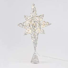 "SILVER &amp; WHITE BEAD STAR " 20 MINI WW LED ΛΑΜΠ. ΜΠΑΤ. 3ΧΑΑ,IP20 37x5x20cm ACA X11201130