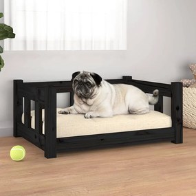 820191 vidaXL Κρεβάτι Σκύλου Μαύρο 65,5 x 50,5 x 28 εκ. από Μασίφ Ξύλο Πεύκου, 1 Τεμάχιο