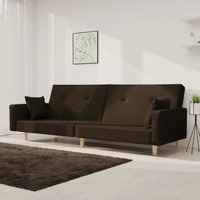 Καναπές Κρεβάτι Διθέσιος Σκούρο Καφέ Υφασμάτινος με 2 Μαξιλάρια - Καφέ