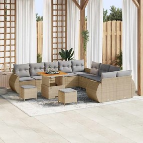 vidaXL Σετ Καναπέ Κήπου 13 pcs Μπεζ συνθετικό ρατάν
