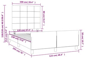 Πλαίσιο Κρεβατιού με Κεφαλάρι Σκ. Γκρι 120x190 εκ. Βελούδινο - Γκρι