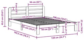 Σκελετός Κρεβ. Χωρίς Στρώμα Καφέ Κεριού 135x190 εκ Μασίφ Πεύκο - Καφέ