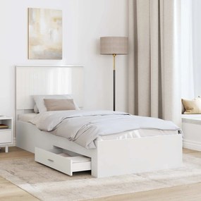 vidaXL Σκελετός Κρεβατιού Λευκό 90 x 190 cm Επεξεργασμένο ξύλο