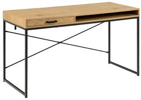 Τραπέζι γραφείου Oakland 648, Με συρτάρια, 76x140x58cm, 27 kg, Μαύρο, Άγρια δρυς | Epipla1.gr