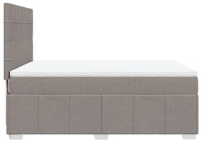 Κρεβάτι Boxspring με Στρώμα Taupe 160x200 εκ. Υφασμάτινο - Μπεζ-Γκρι