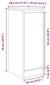 Παπουτσοθήκη Γκρι Sonoma 29,5x34x76 εκ. Επεξεργασμένο Ξύλο - Γκρι