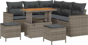 vidaXL Σετ Καναπέ Κήπου 8 pcs Γκρι συνθετικό ρατάν