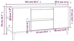 Έπιπλο Τηλεόρασης Λευκό 102 x 44,5 x 50 εκ. Επεξεργασμένο Ξύλο - Λευκό