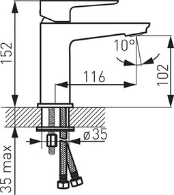 Ferro Adore BDR2BLC Black/Chrome - Μπαταρία νιπτήρα
