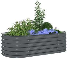 vidaXL Ζαρντινιέρα Υπερυψωμένη Γκρι 160x80x44 εκ. Γαλβανισμ. Χάλυβας