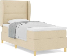 vidaXL Κρεβάτι με ελατήρια με στρώμα Κρεμ 190 x 90 cm ύφασμα