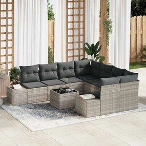 vidaXL Σετ Καναπέ Κήπου 9 pcs Ανοιχτό γκρι Πολυ ράταν