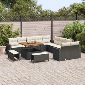 vidaXL Σετ Καναπέ Κήπου 13 pcs Μαύρο συνθετικό ρατάν