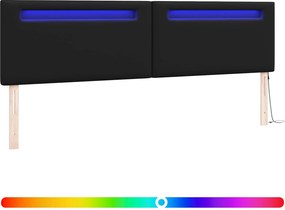 vidaXL LED κεφαλάρι Μαύρο 200 cm Τεχνητό Δέρμα