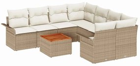 vidaXL Σετ Καναπέ Κήπου 9 pcs Μπεζ Πολυ ράταν