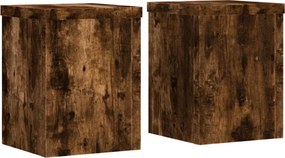vidaXL Βάσεις Φυτών 2Τεμ. Καπνιστή Δρυς 15x15x20εκ. Επεξεργασμένο Ξύλο