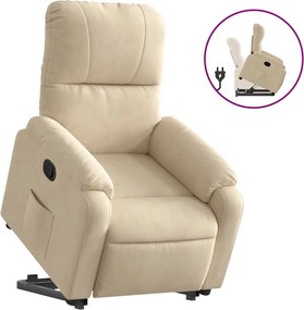 vidaXL Πολυθρόνα Ανακλινόμενη με Ανύψωση Κρεμ Ύφασμα Μικροϊνών