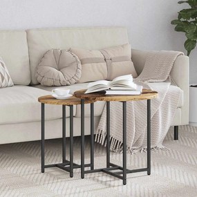 vidaXL Σετ βοηθητικά τραπεζάκια 2 pcs Παλιό ξύλο και μαύρο