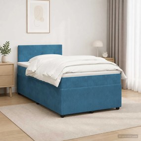 vidaXL Κρεβάτι box spring με στρώμα Μπλε 120 x 200 cm Βελούδο