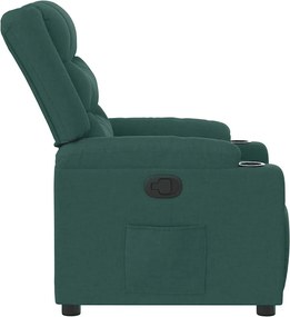 vidaXL Πολυθρόνα Ανακλινόμενη Σκούρο Πράσινο Υφασμάτινη