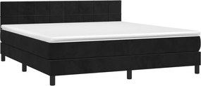 vidaXL Κρεβάτι Boxspring με Στρώμα Μαύρο 160x200 εκ. Βελούδινο