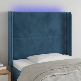 Κεφαλάρι Κρεβατιού LED Σκούρο Μπλε 93x16x118/128εκ. Βελούδινο 3123948