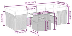 vidaXL Σαλόνι Κήπου Σετ 8 Τεμαχίων Γκρι Συνθετικό Ρατάν με Μαξιλάρια