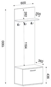 Έπιπλο εισόδου Track Megapap χρώμα sapphire oak 60x38,2x190εκ.