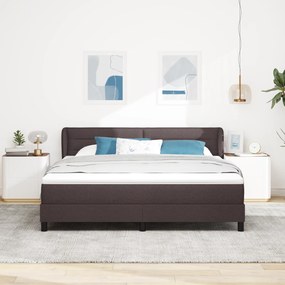 vidaXL Κρεβάτι Box Spring με Στρώμα Σκούρο Καφέ 180x200 εκ. Ύφασμα