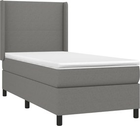 vidaXL Κρεβάτι Boxspring με Στρώμα Σκούρο Γκρι 100x200 εκ. Υφασμάτινο