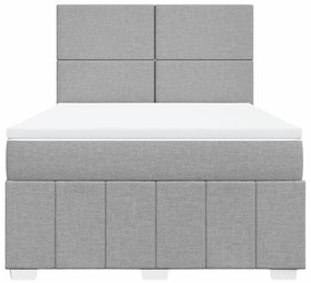 vidaXL Κρεβάτι Boxspring με Στρώμα Ανοιχτό Γκρι 140x190 εκ. Υφασμάτινο