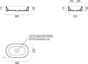 GSI Kube-X 9458 White 60x37 - Επιτραπέζιος νιπτήρας