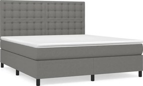 vidaXL Κρεβάτι Boxspring με Στρώμα Σκούρο Γκρι 180x200 εκ Υφασμάτιν