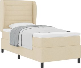 vidaXL Κρεβάτι με ελατήρια με στρώμα Κρεμ 90 x 190 cm ύφασμα