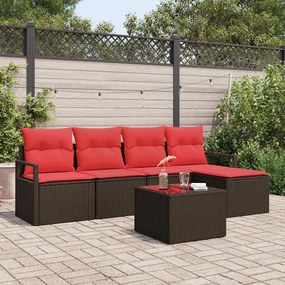 vidaXL Σετ Καναπέ με μαξιλάρι 6 pcs Καφέ συνθετικό ρατάν