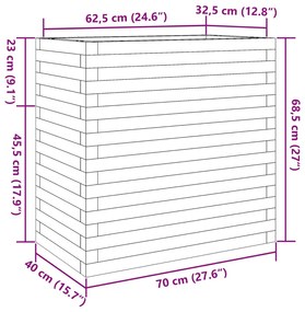 Ζαρντινιέρα Κήπου Λευκή 70x40x68,5 εκ. από Μασίφ Ξύλο Πεύκου - Λευκό