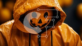 Intra Συλλεκτικό Ξύλινο Παζλ Plywood  4mm - Χαμογελαστό αδιάβροχο Jack-O-Lantern Σε Ξύλινο Κουτί - Διαστάσεις Puzzle: 10x10 cm – 25 κομμάτια