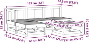 vidaXL Σετ Ξαπλώστρας Κήπου 5 pcs Κερωμένο Καφέ Στερεό πεύκο