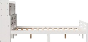 vidaXL Κρεβάτι Βιβλιοθήκη Χωρίς Στρώμα Λευκό 135x190 εκ Μασίφ Πεύκο